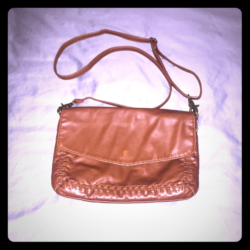 Brown faux leather crossbody